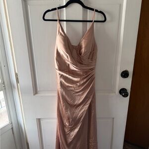 Signature Blush Satin Backless Dress